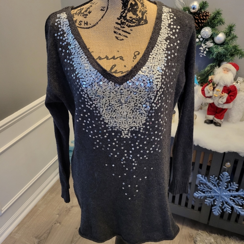 Embellished vneck sweater
